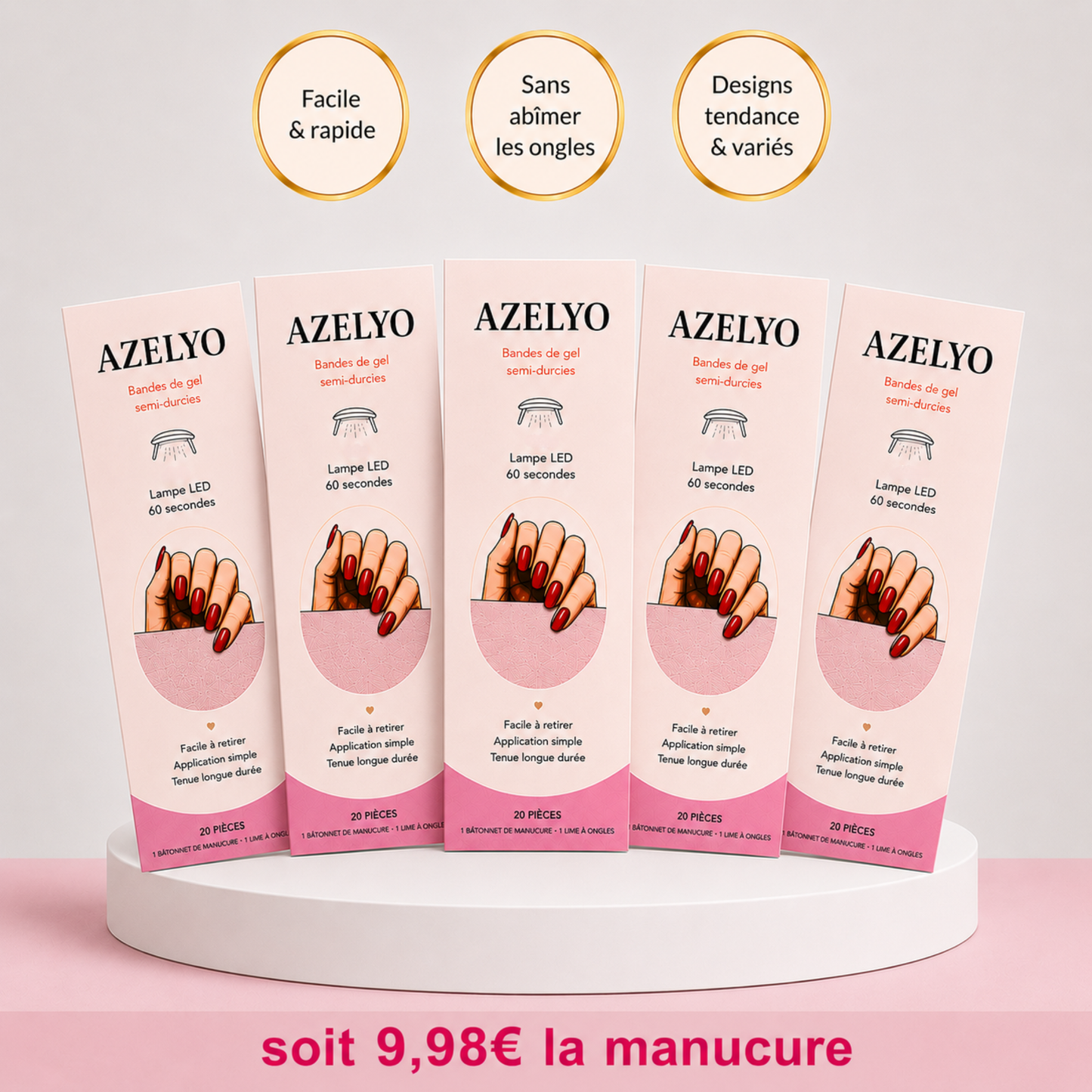 Kit Ongle Gel UV Azelyo – 5 Designs